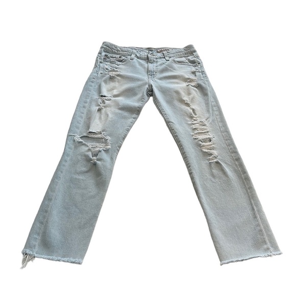 AG | Adriano Goldschmied Light Wash Distressed Ex Boyfriend Slim Jeans - Size 27 - Picture 2 of 15